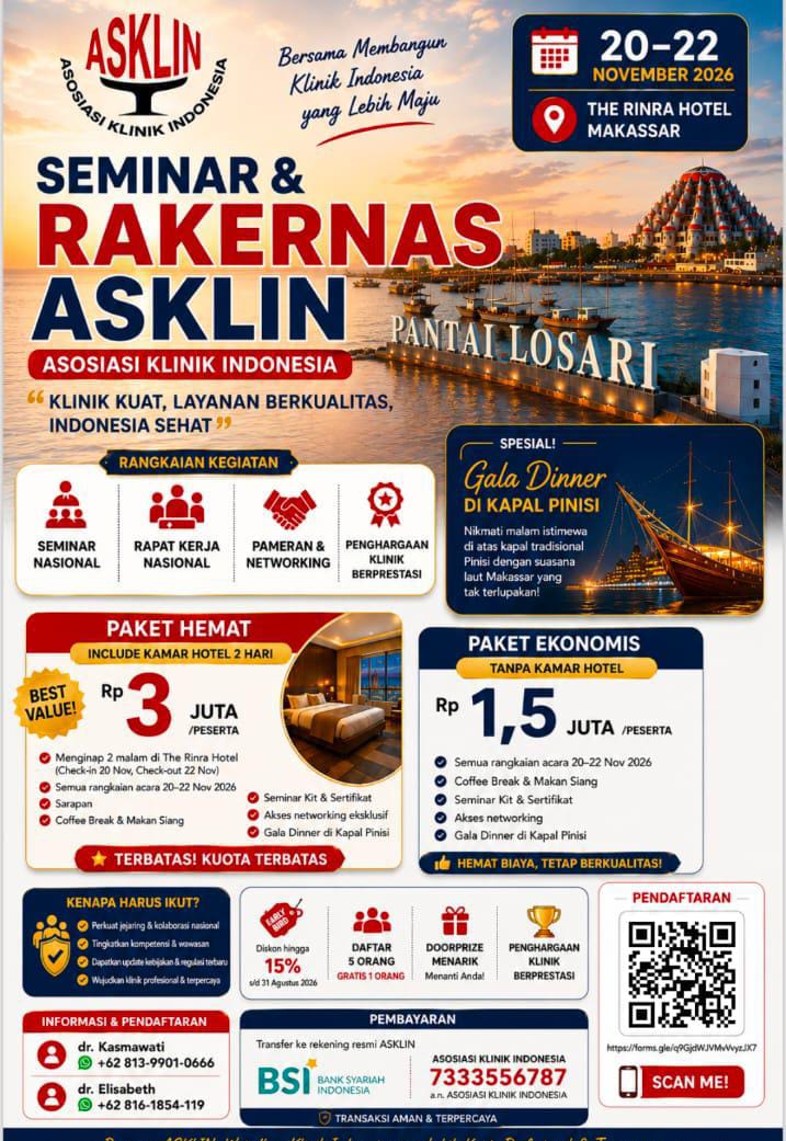 SEMINAR NASIONAL, PELANTIKAN PENGURUS CABANG & RAKERNAS ASKLIN 2026
